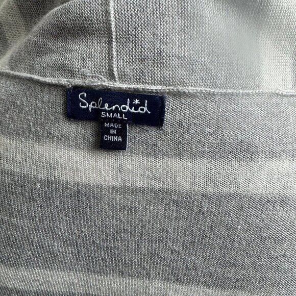 Splendid white and gray striped open long sleeve cardigan sweater - Picture 7 of 8